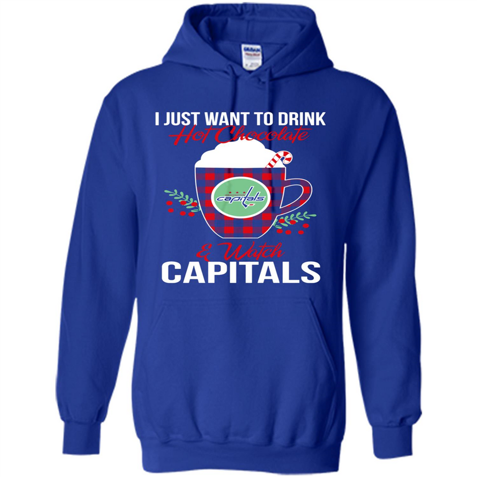 I Just Want To Drink Hot Chocolate & Watch Washington Capitals Ugly Christmas Sweater PINGPONG