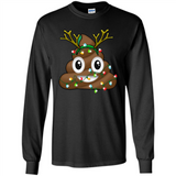 Reindeer Poop Emoji Cute Merry Christmas T-Shirt - Long Sleeve T-Shirt