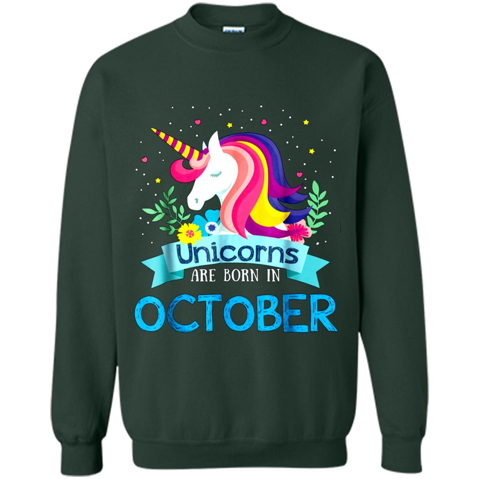 Unicorns are born in October Birthday Rainbow Gift Ladies Custom