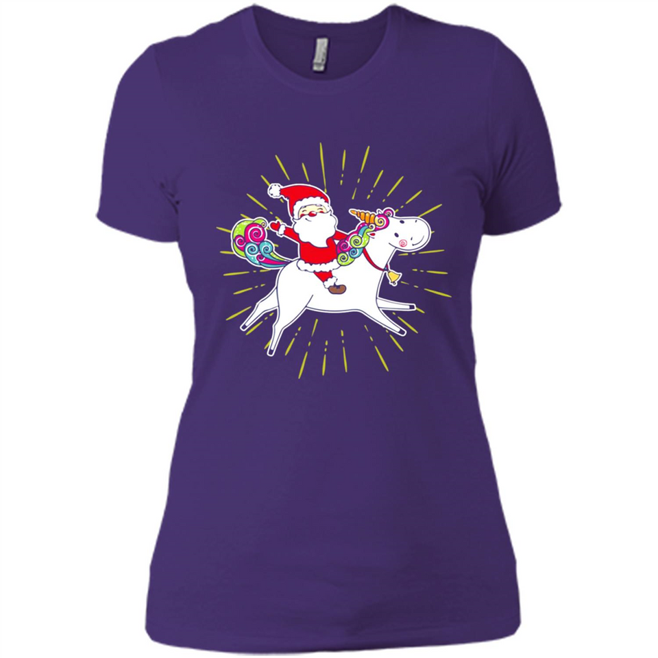 Unicorn And Santa Christmas - Ladies' Boyfriend T-Shirt