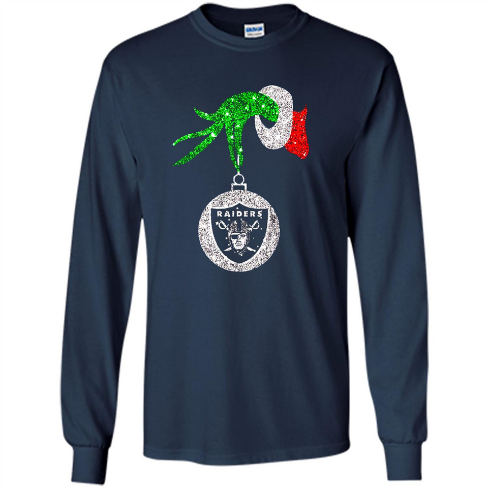 Amazing tee Oakland Raiders Glitter Grinch Monogram Ornament Christmas Gift - Long Sleeve T-Shirt