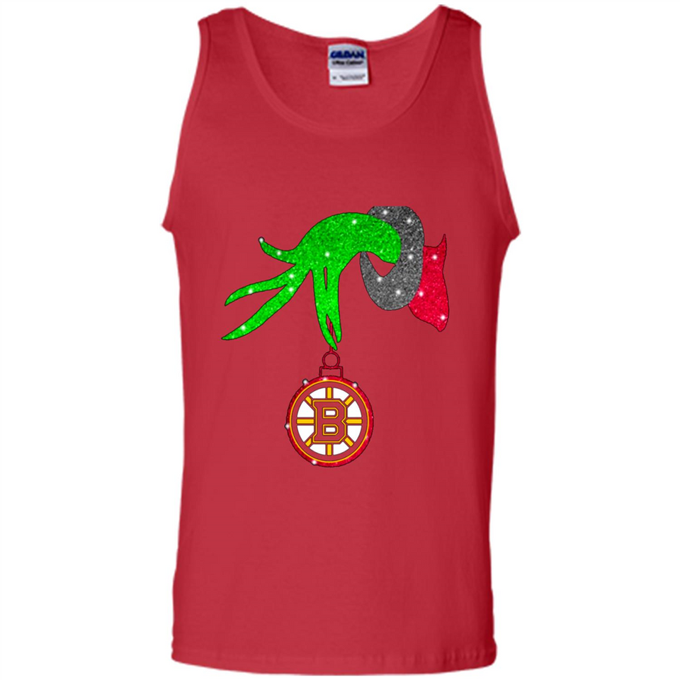 GRINCH HAND HOLDING BOSTON BRUINS GLITTER CHRISTMAS PINGPONG