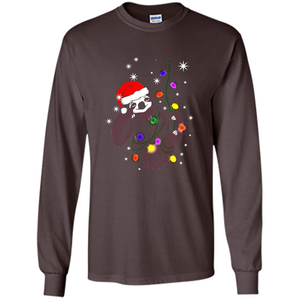 Cute Christmas Choloepus Sloth Santa Led Light Mug - Long Sleeve T-Shirt