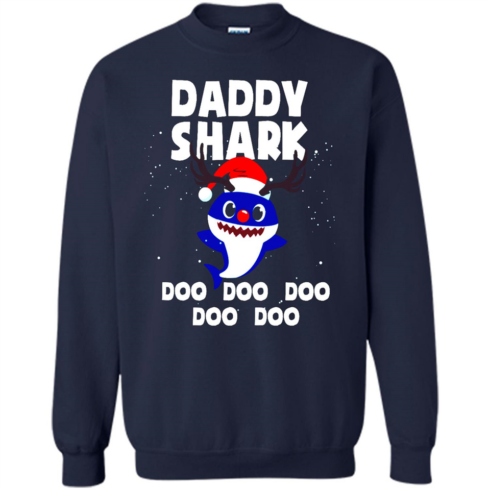 Daddy Shark Costume Reindeer Funny Christmas T-Shirt - Sweatshirt