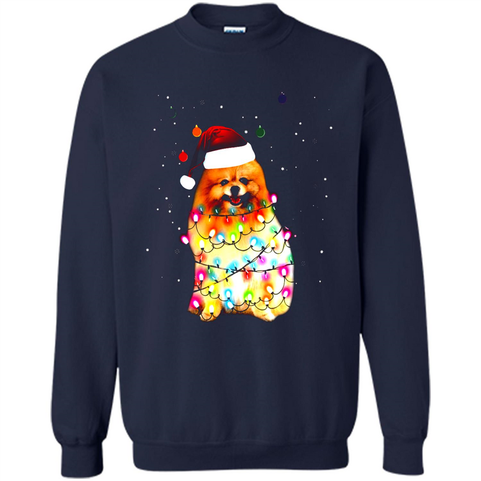 Pomeranian Santa Lights Christmas Dog Xmas Sweatshirt - Sweatshirt