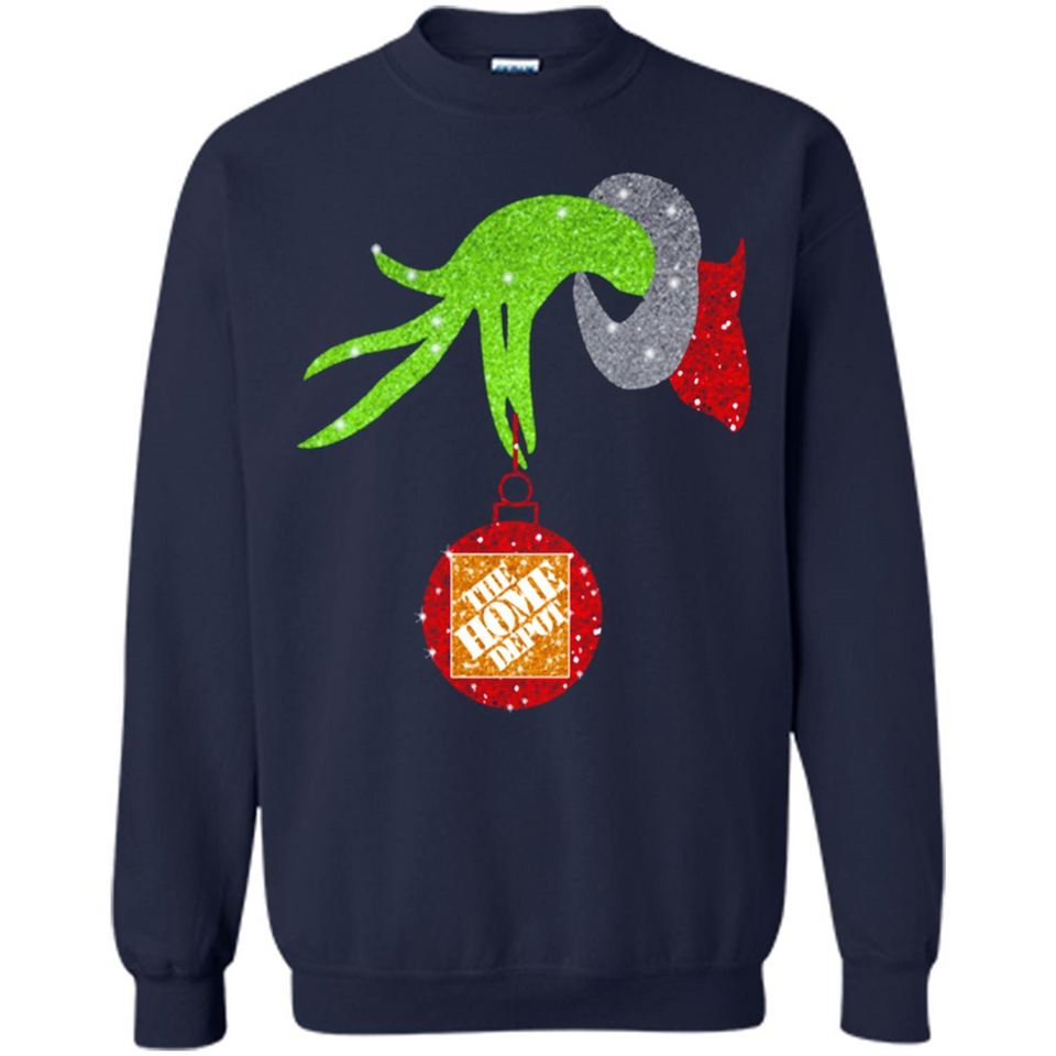 Grinch hand holding Logo HomeDepot Glitter Christmas - Sweatshirt