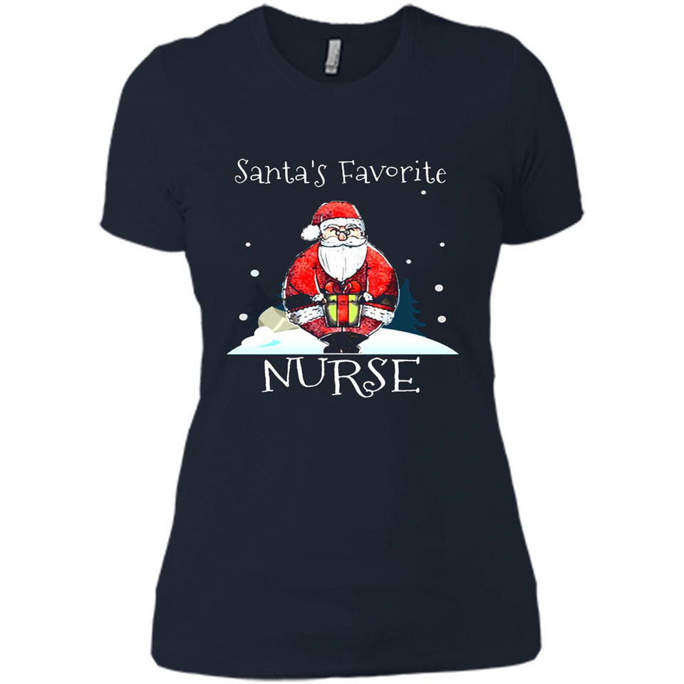 Funny Christmas Nurse Shirt, Santa_s Favorite Nurse - Ladies' Boyfriend T-Shirt