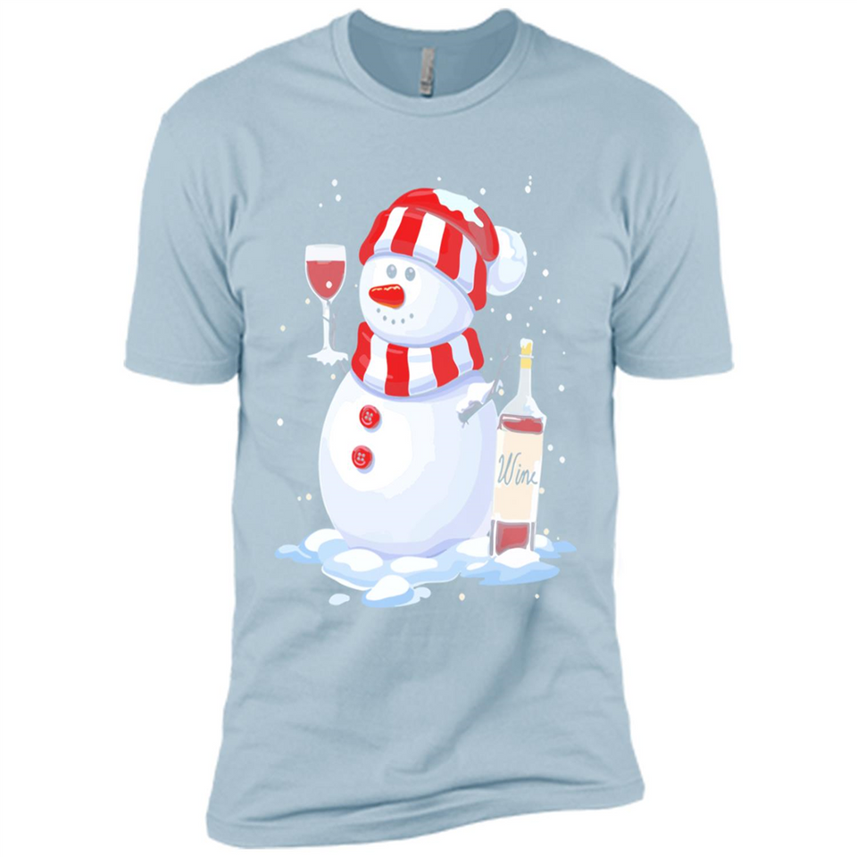 Cute Snowman drink Red Wine Christmas - Premium Short Sleeve T-Shirt