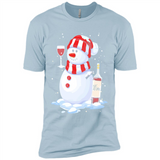 Cute Snowman drink Red Wine Christmas - Premium Short Sleeve T-Shirt