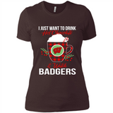 I Just Want To Drink Hot Chocolate & Watch Wisconsin Badgers Ugly Christmas Sweater PINGPONG