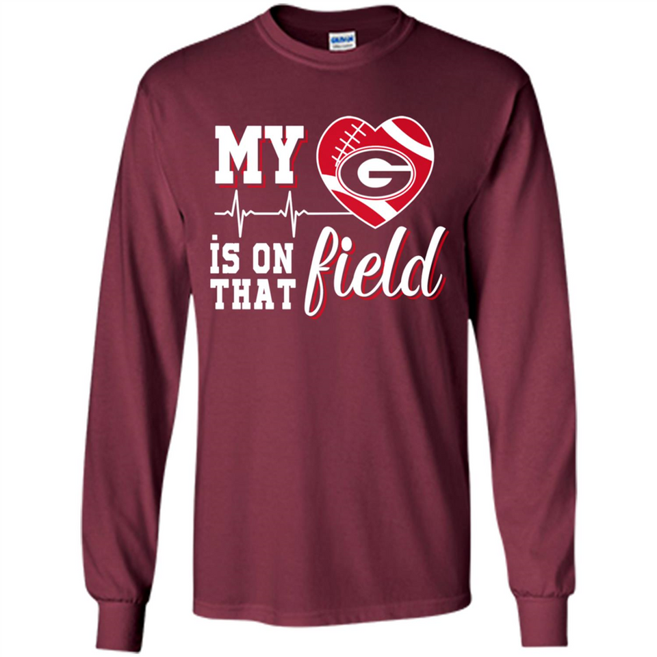 Georgia Bulldogs Football My Heart is on that Field - Long Sleeve T-Shirt
