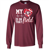 Georgia Bulldogs Football My Heart is on that Field - Long Sleeve T-Shirt