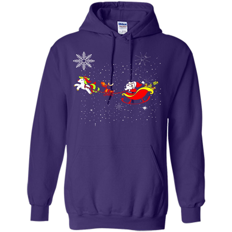 Christmas Unicorn Rudolph and Santa - Hoodie