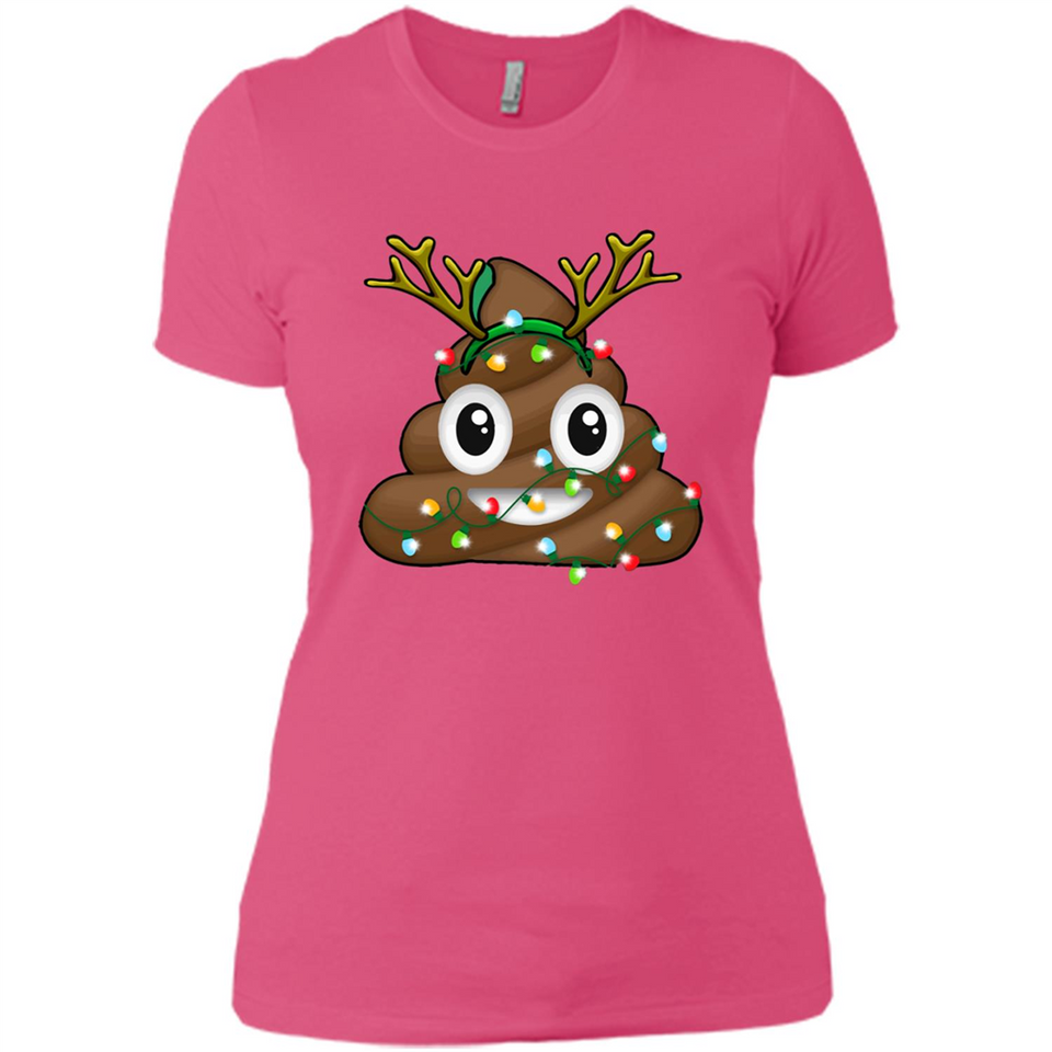 Reindeer Poop Emoji Cute Merry Christmas T-Shirt - Ladies' Boyfriend T-Shirt