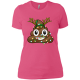 Reindeer Poop Emoji Cute Merry Christmas T-Shirt - Ladies' Boyfriend T-Shirt