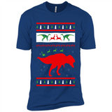 Dinosaur and Santa Clause Ugly Christmas Sweater - Premium Short Sleeve T-Shirt