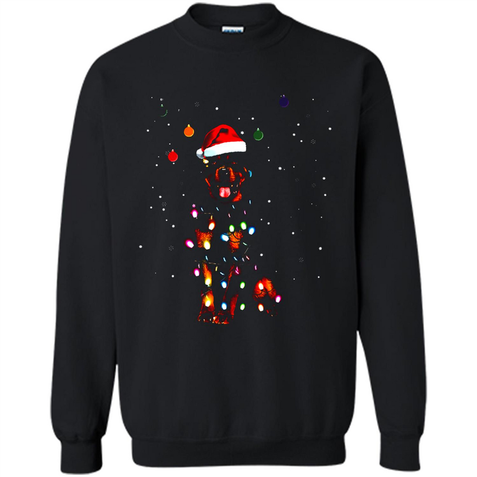 Rottweiler Santa Lights Christmas Dog Xmas Sweatshirt - Sweatshirt