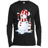 Cute Snowman drink Red Wine Christmas - Canvas Long Sleeve T-Shirt