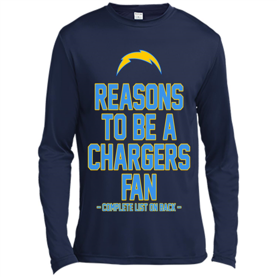 Reasons to be a Los Angeles Chargers Fan Complete List on Back - Canvas Long Sleeve T-Shirt
