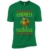 Merry Thankmas Ugly Xmas Thanksgiving Turkey Sweatshirt - Premium Short Sleeve T-Shirt