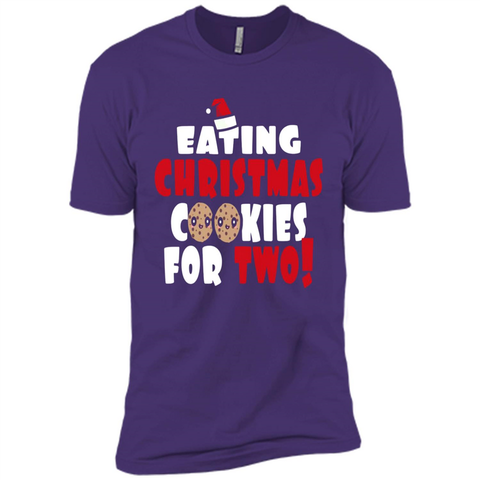 Womens Funny Eating Christmas Cookies For Two Pregnancy - Premium Short Sleeve T-Shirt