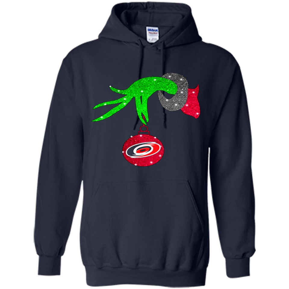 GRINCH HAND HOLDING CAROLINA HURRICANES GLITTER CHRISTMAS PINGPONG