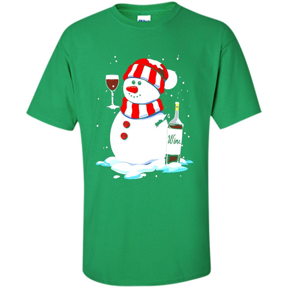 Cute Snowman drink Red Wine Christmas T-Shirt - Shirt
