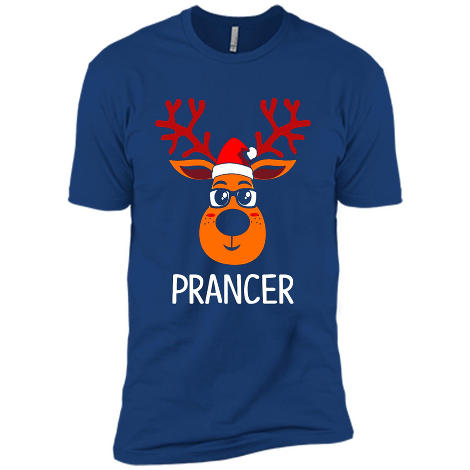Prancer Reindeer Santa Claus Funny Xmas Holiday T-Shirt - Premium Short Sleeve T-Shirt