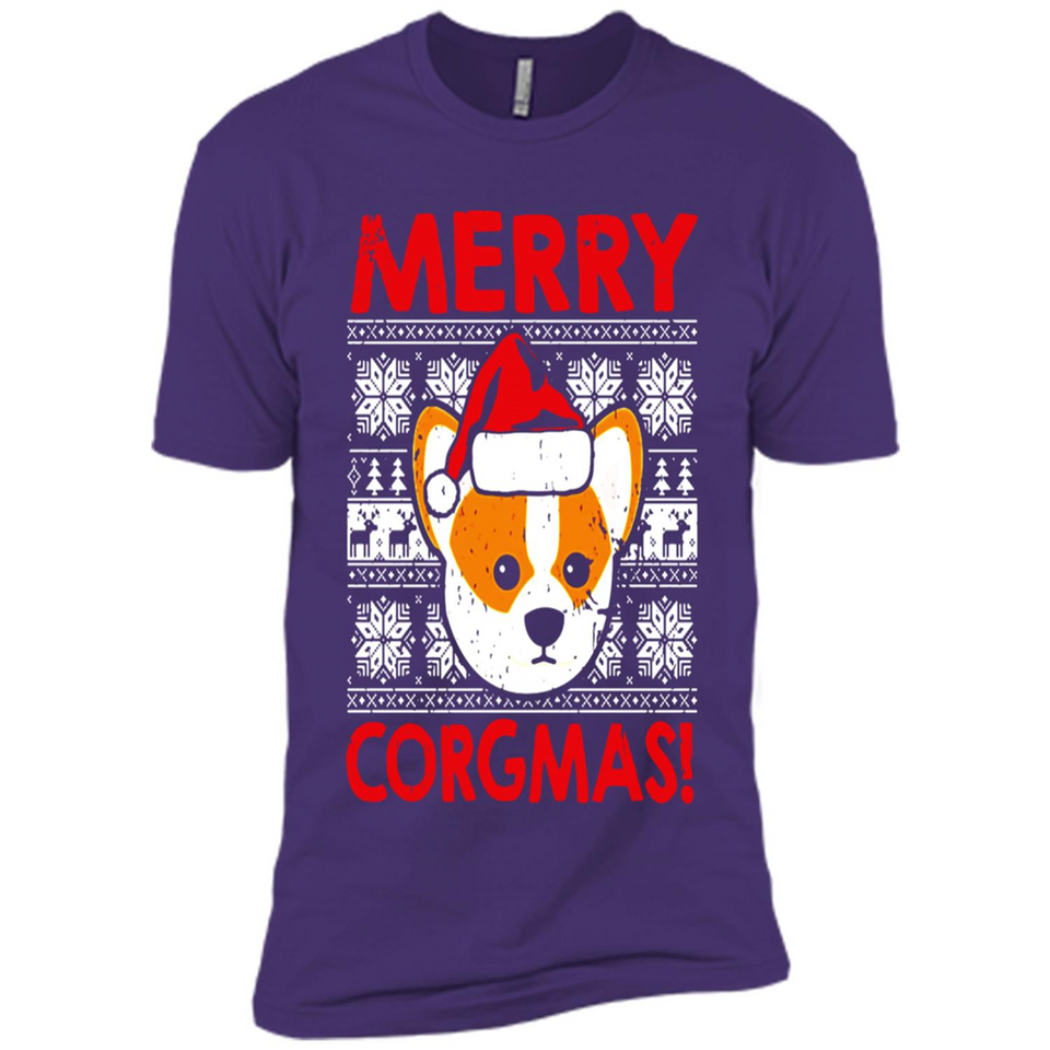 Funny Christmas Santa Corgi Dog Merry Corgmas - Premium Short Sleeve T-Shirt