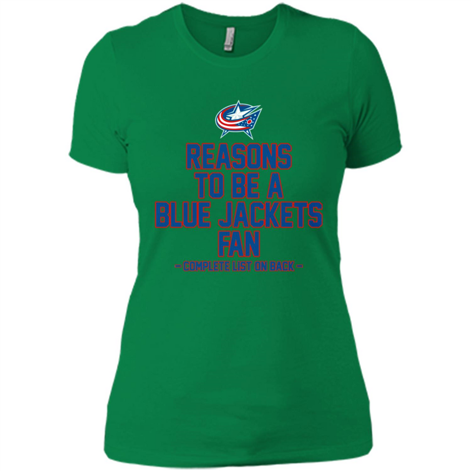 Reasons to be a Columbus Blue Jackets Fan Complete List on Back - Ladies' Boyfriend T-Shirt