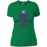 Reasons to be a Columbus Blue Jackets Fan Complete List on Back - Ladies' Boyfriend T-Shirt