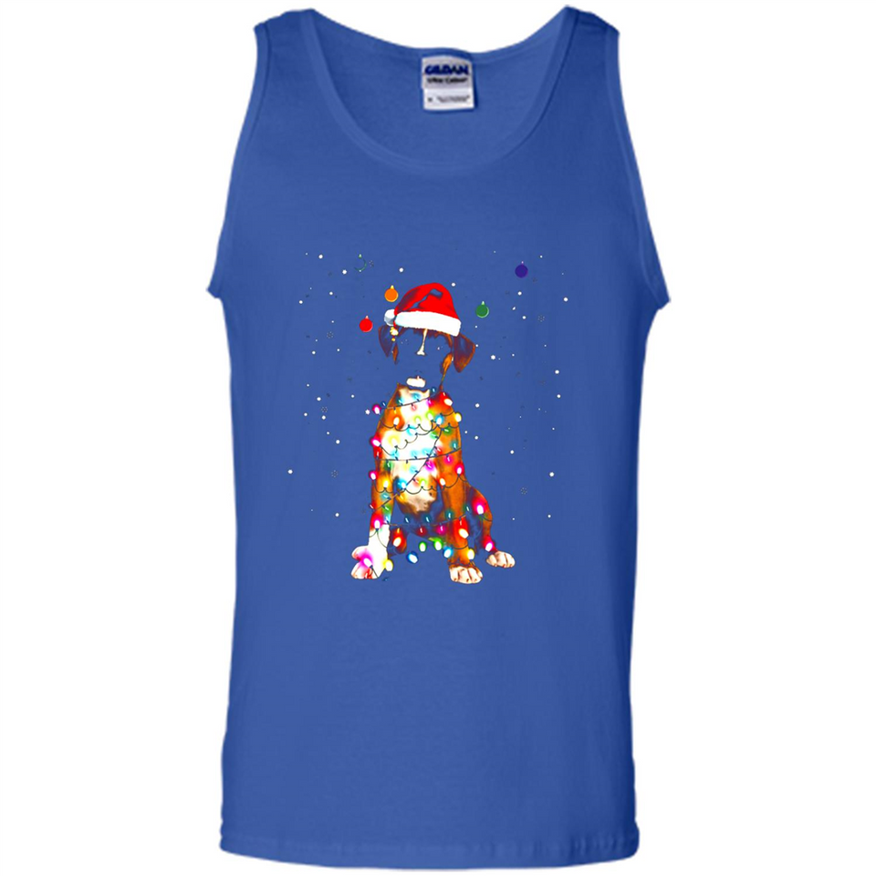 Christmas Lights Boxer Dog Funny Xmas Sweatshirt - Tank Top