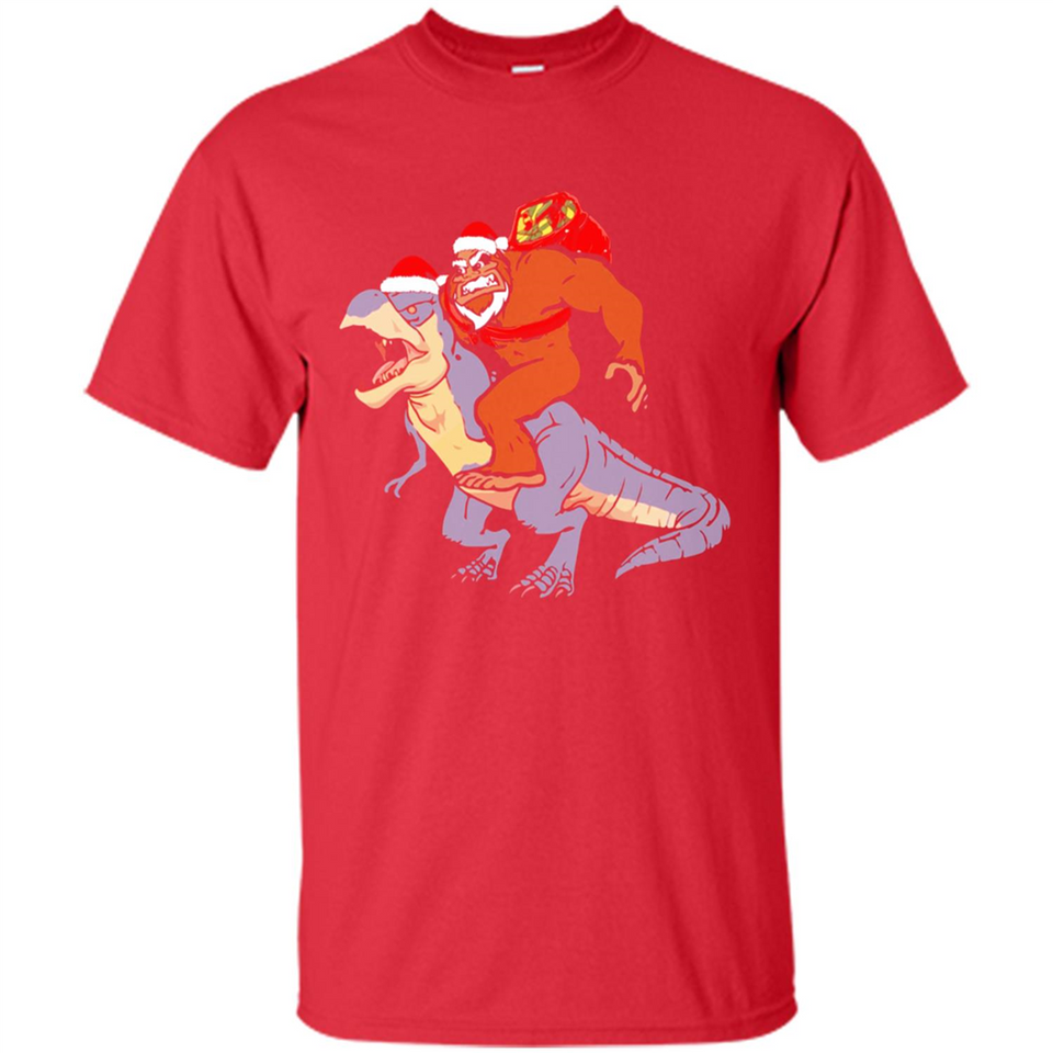 Bigfoot Riding Dinosaurus T-Shirt Funny Bigfoot Santa - Shirt
