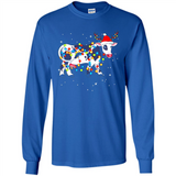 Christmas Lights Cow Wearing Santa Hat Funny Xmas Sweatshirt - Long Sleeve T-Shirt