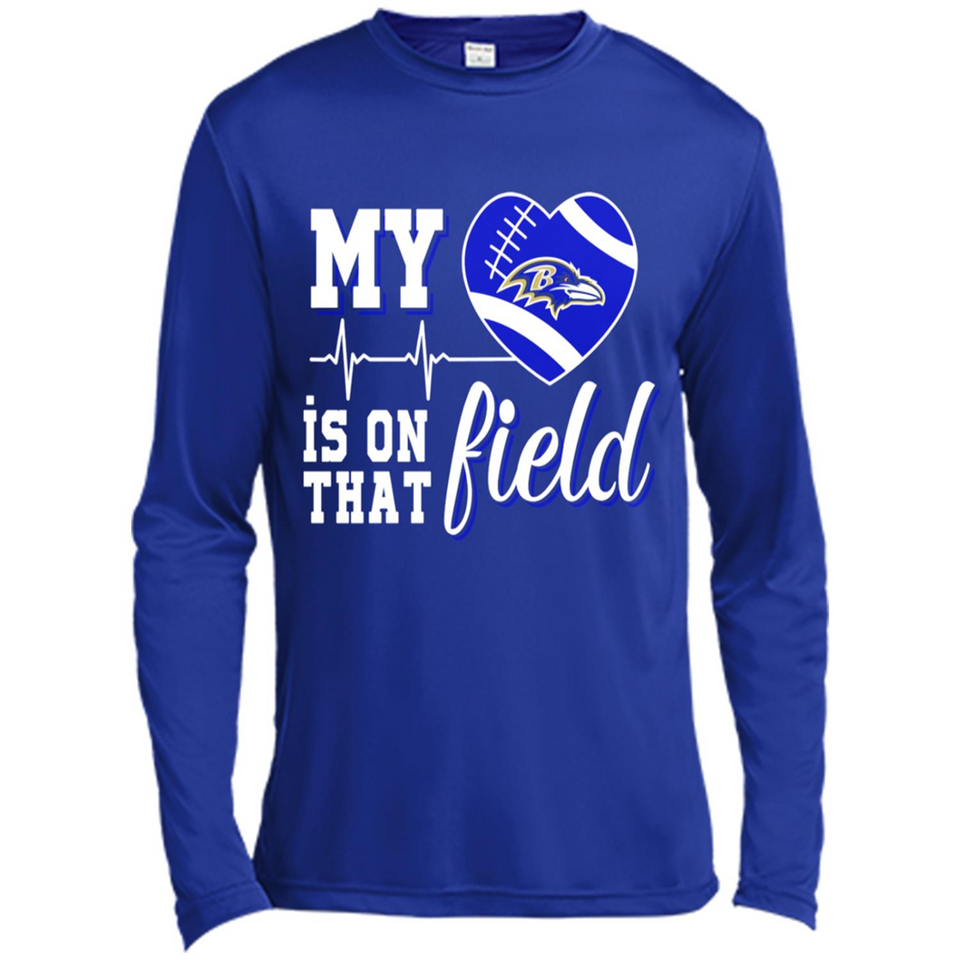 Baltimore Ravens Football My Heart is on that Field - Canvas Long Sleeve T-Shirt