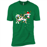 Christmas Lights Cow Wearing Santa Hat Funny Xmas Sweatshirt - Premium Short Sleeve T-Shirt