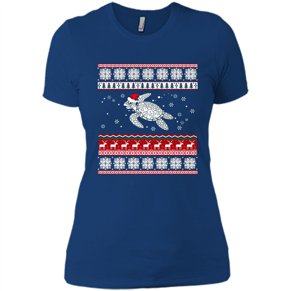Sea Turtle Ugly Christmas T-Shirt - Ladies' Boyfriend T-Shirt