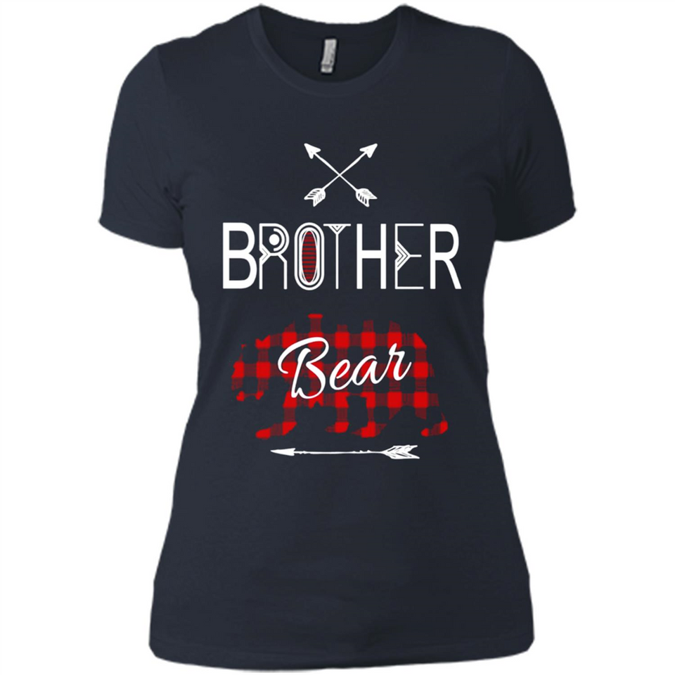 Brother Shirt Buffalo Plaid Family Camping Bear Tee - Ladies' Boyfriend T-Shirt