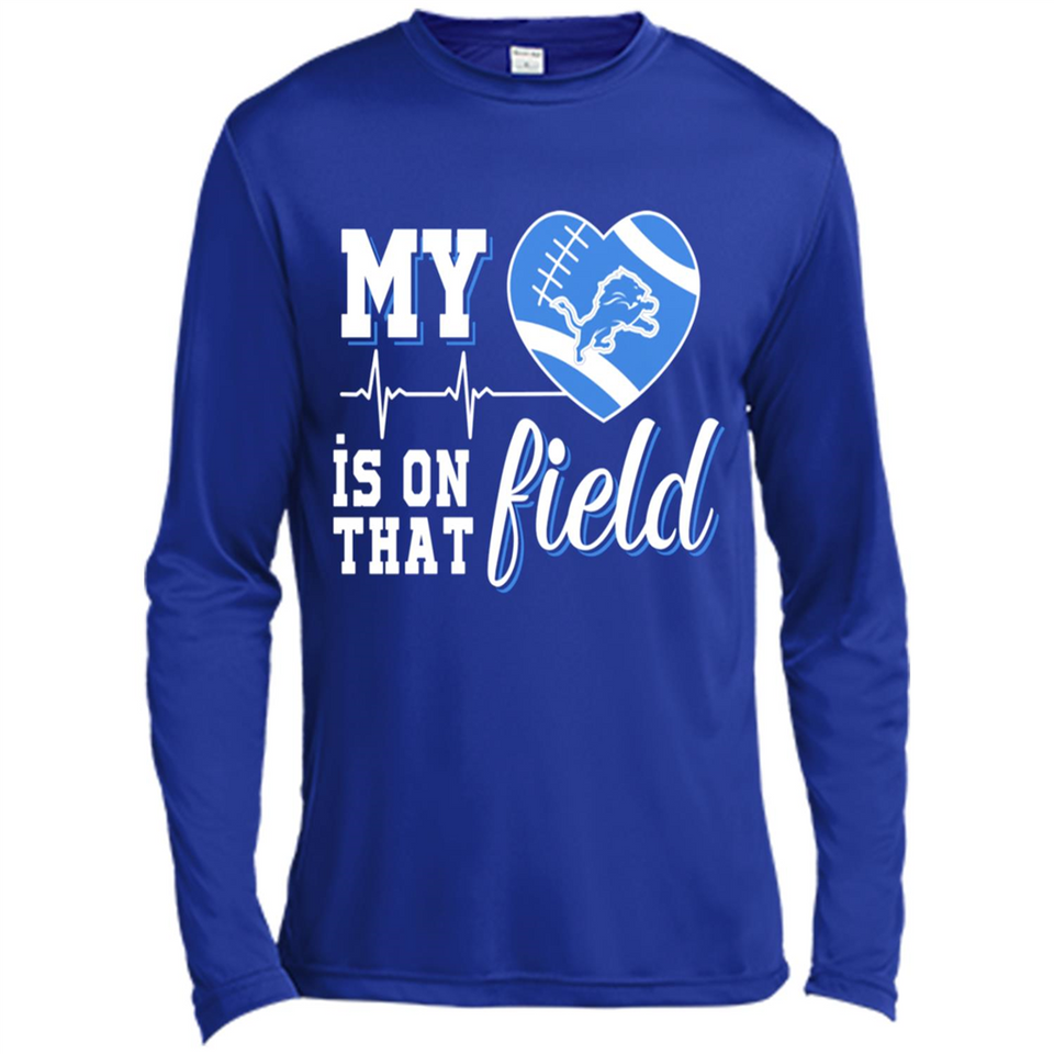 Detroit Lions Football My Heart is on that Field - Canvas Long Sleeve T-Shirt