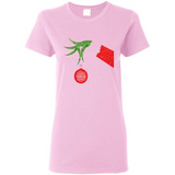 Funny Grinch Hand holding Firefighter ornament Christmas Sporty T-Shirt - Ladies Short-Sleeve