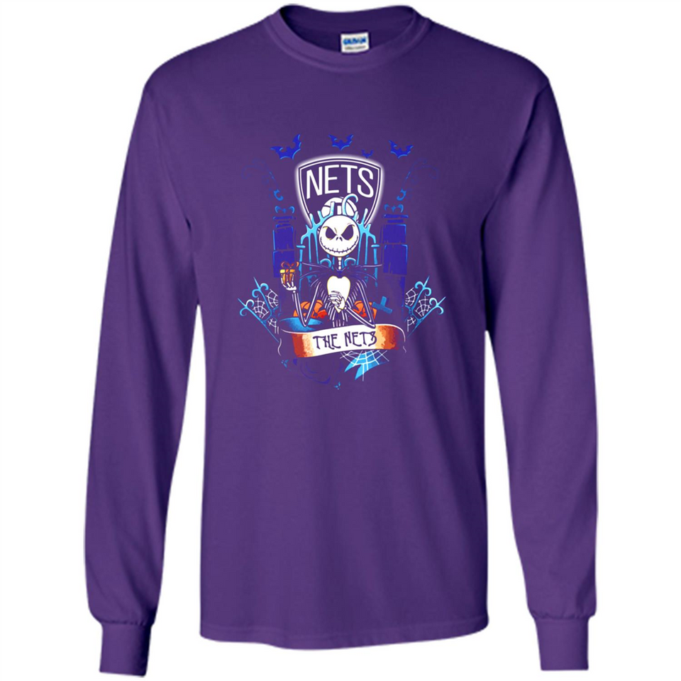 Brooklyn Nets Halloween The Nightmare Before Christmas - Long Sleeve T-Shirt