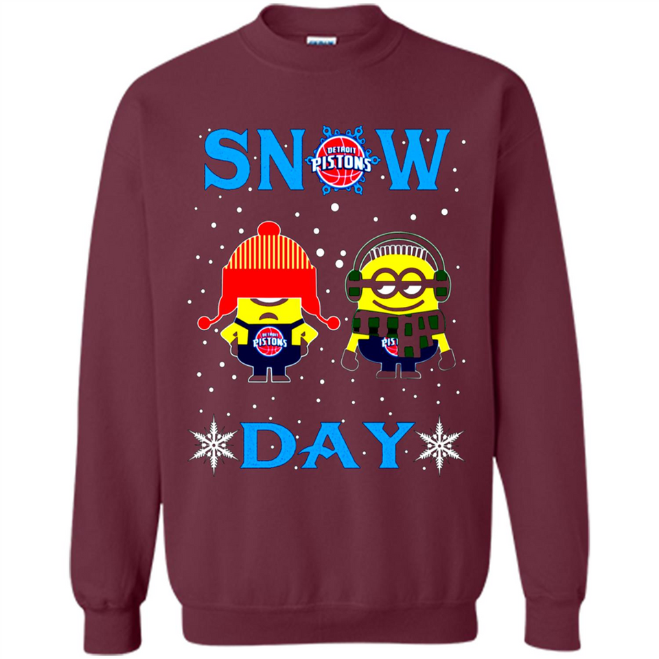 Snow Day Shirt For Detroit Pistons Vs Minion Fans pingpong