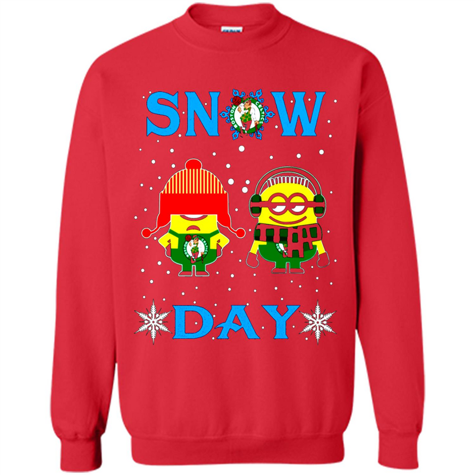 Snow Day Shirt For Boston Celtics Vs Minion Fans pingpong