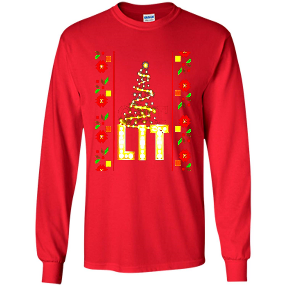 Funny Lets Get Lit Christmas Tree - Long Sleeve T-Shirt