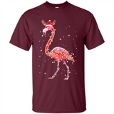 Christmas Lights Flamingo Wearing Santa Hat Funny Xmas - Shirt