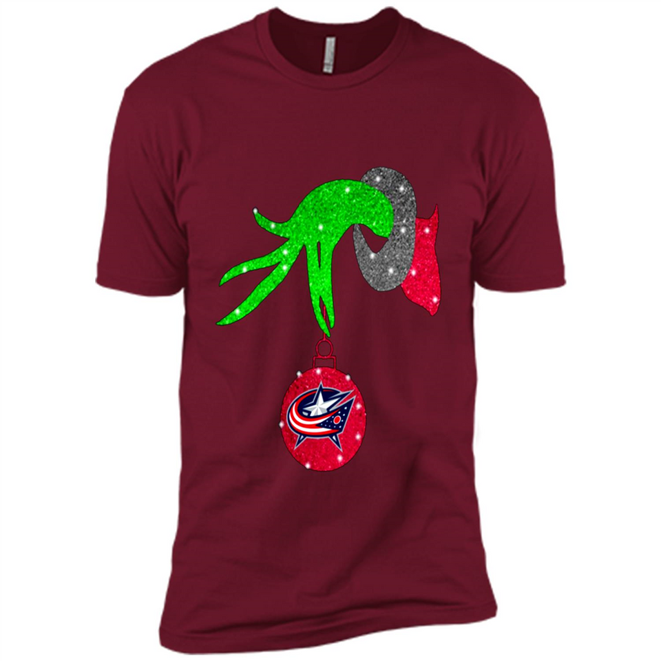 GRINCH HAND HOLDING COLUMBUS BLUE JACKETS GLITTER CHRISTMAS PINGPONG