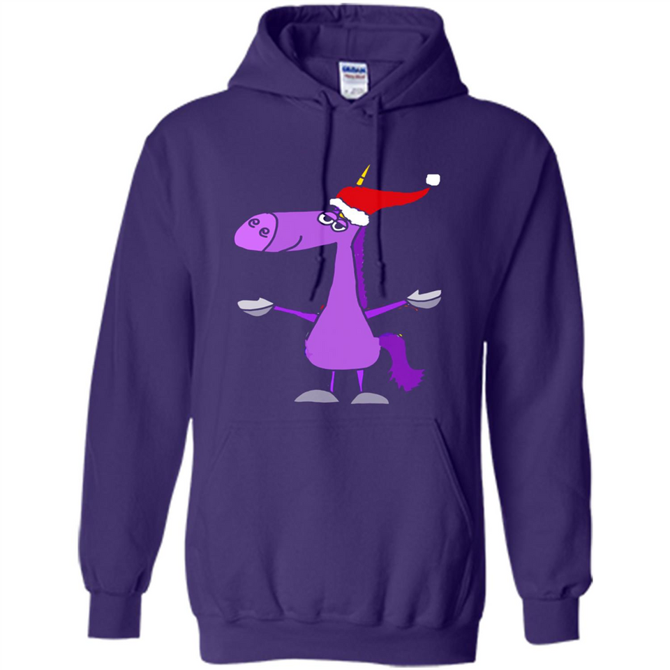 Funny Christmas Unicorn in Santa Hat - Hoodie