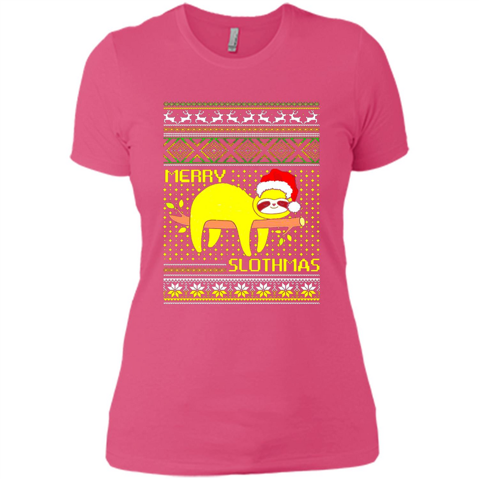 Merry Slothmas Sloth Christmas Sweater PINGPONG - Ladies' Boyfriend T-Shirt