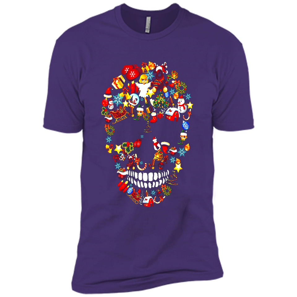 Skull Christmas Decorations Merry Xmas T-Shirt - Premium Short Sleeve T-Shirt
