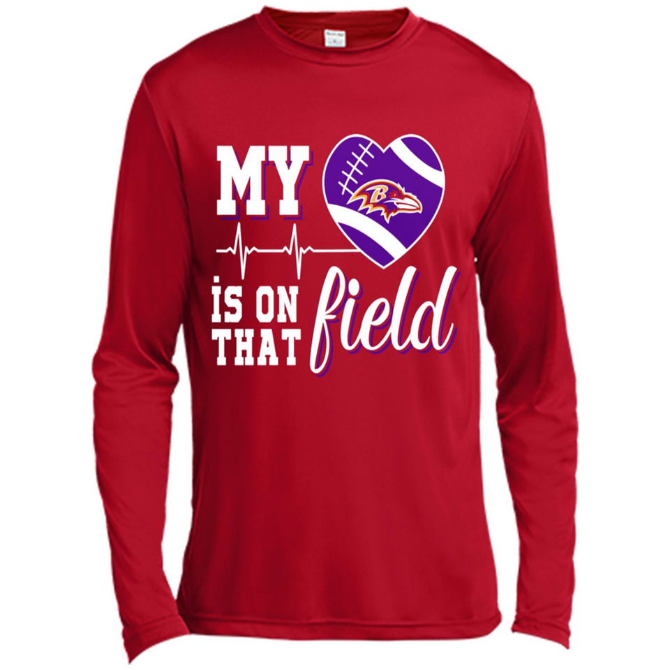Baltimore Ravens Football My Heart is on that Field - Canvas Long Sleeve T-Shirt